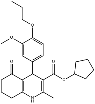 cyclopentyl 2-methyl-4-[3-(methyloxy)-4-(propyloxy)phenyl]-5-oxo-1,4,5,6,7,8-hexahydroquinoline-3-carboxylate Struktur