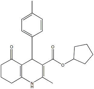 cyclopentyl 2-methyl-4-(4-methylphenyl)-5-oxo-1,4,5,6,7,8-hexahydro-3-quinolinecarboxylate 化学構造式