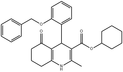 cyclohexyl 4-[2-(benzyloxy)phenyl]-2-methyl-5-oxo-1,4,5,6,7,8-hexahydroquinoline-3-carboxylate Struktur