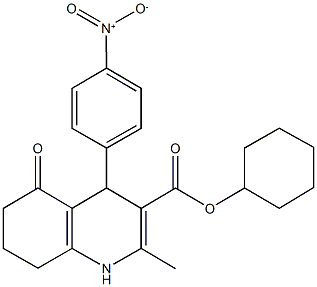 cyclohexyl 4-{4-nitrophenyl}-2-methyl-5-oxo-1,4,5,6,7,8-hexahydroquinoline-3-carboxylate,299453-43-3,结构式