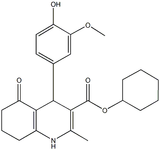 cyclohexyl 4-[4-hydroxy-3-(methyloxy)phenyl]-2-methyl-5-oxo-1,4,5,6,7,8-hexahydroquinoline-3-carboxylate Structure