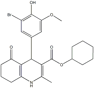 cyclohexyl 4-[3-bromo-4-hydroxy-5-(methyloxy)phenyl]-2-methyl-5-oxo-1,4,5,6,7,8-hexahydroquinoline-3-carboxylate,299453-47-7,结构式
