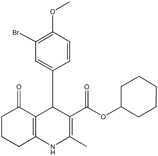 cyclohexyl 4-[3-bromo-4-(methyloxy)phenyl]-2-methyl-5-oxo-1,4,5,6,7,8-hexahydroquinoline-3-carboxylate,299453-49-9,结构式