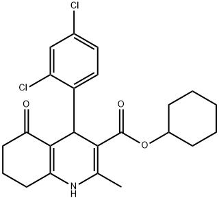 cyclohexyl 4-(2,4-dichlorophenyl)-2-methyl-5-oxo-1,4,5,6,7,8-hexahydroquinoline-3-carboxylate 化学構造式