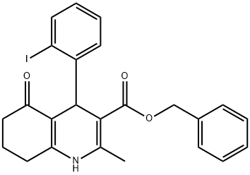 benzyl 4-(2-iodophenyl)-2-methyl-5-oxo-1,4,5,6,7,8-hexahydro-3-quinolinecarboxylate Struktur