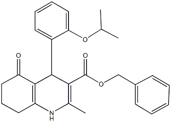 phenylmethyl 2-methyl-4-{2-[(1-methylethyl)oxy]phenyl}-5-oxo-1,4,5,6,7,8-hexahydroquinoline-3-carboxylate 化学構造式