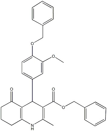 benzyl 4-[4-(benzyloxy)-3-methoxyphenyl]-2-methyl-5-oxo-1,4,5,6,7,8-hexahydro-3-quinolinecarboxylate Struktur