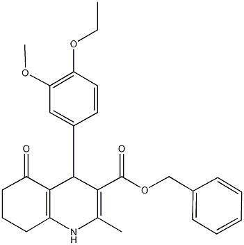 benzyl 4-(4-ethoxy-3-methoxyphenyl)-2-methyl-5-oxo-1,4,5,6,7,8-hexahydro-3-quinolinecarboxylate 结构式
