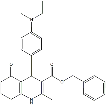 benzyl 4-[4-(diethylamino)phenyl]-2-methyl-5-oxo-1,4,5,6,7,8-hexahydro-3-quinolinecarboxylate 化学構造式