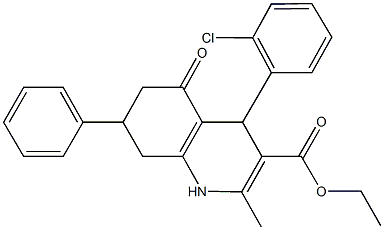 ethyl 4-(2-chlorophenyl)-2-methyl-5-oxo-7-phenyl-1,4,5,6,7,8-hexahydroquinoline-3-carboxylate 化学構造式
