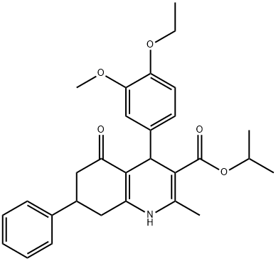 isopropyl 4-(4-ethoxy-3-methoxyphenyl)-2-methyl-5-oxo-7-phenyl-1,4,5,6,7,8-hexahydro-3-quinolinecarboxylate Structure