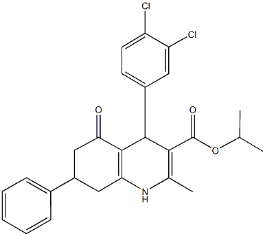 isopropyl 4-(3,4-dichlorophenyl)-2-methyl-5-oxo-7-phenyl-1,4,5,6,7,8-hexahydroquinoline-3-carboxylate 结构式