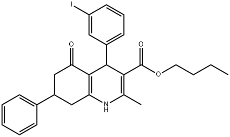 butyl 4-(3-iodophenyl)-2-methyl-5-oxo-7-phenyl-1,4,5,6,7,8-hexahydro-3-quinolinecarboxylate Structure