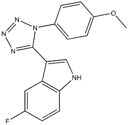 5-fluoro-3-[1-(4-methoxyphenyl)-1H-tetraazol-5-yl]-1H-indole,299462-83-2,结构式