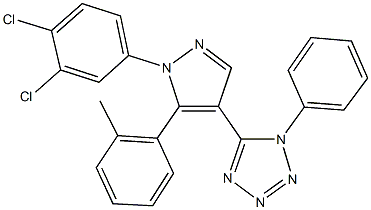 5-[1-(3,4-dichlorophenyl)-5-(2-methylphenyl)-1H-pyrazol-4-yl]-1-phenyl-1H-tetraazole Struktur