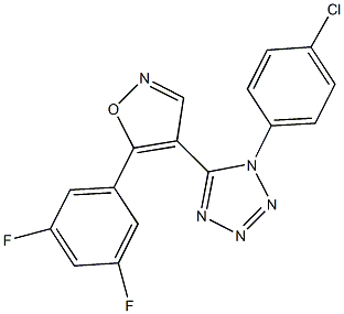 1-(4-chlorophenyl)-5-[5-(3,5-difluorophenyl)isoxazol-4-yl]-1H-tetraazole 化学構造式