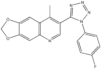 7-[1-(4-fluorophenyl)-1H-tetraazol-5-yl]-8-methyl[1,3]dioxolo[4,5-g]quinoline 结构式