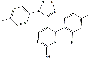 4-(2,4-difluorophenyl)-5-[1-(4-methylphenyl)-1H-tetraazol-5-yl]-2-pyrimidinylamine,299463-47-1,结构式