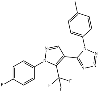 5-[1-(4-fluorophenyl)-5-(trifluoromethyl)-1H-pyrazol-4-yl]-1-(4-methylphenyl)-1H-tetraazole 化学構造式