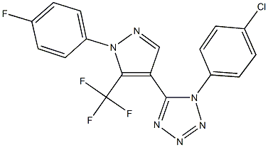 1-(4-chlorophenyl)-5-[1-(4-fluorophenyl)-5-(trifluoromethyl)-1H-pyrazol-4-yl]-1H-tetraazole 结构式