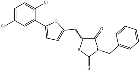 3-benzyl-5-{[5-(2,5-dichlorophenyl)-2-furyl]methylene}-2-thioxo-1,3-thiazolidin-4-one,299911-78-7,结构式