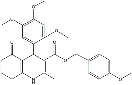 4-methoxybenzyl 2-methyl-5-oxo-4-(2,4,5-trimethoxyphenyl)-1,4,5,6,7,8-hexahydro-3-quinolinecarboxylate 化学構造式