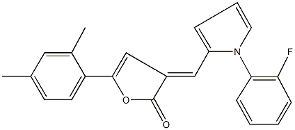 5-(2,4-dimethylphenyl)-3-{[1-(2-fluorophenyl)-1H-pyrrol-2-yl]methylene}-2(3H)-furanone 化学構造式