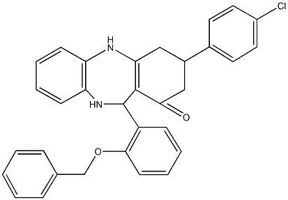 11-[2-(benzyloxy)phenyl]-3-(4-chlorophenyl)-2,3,4,5,10,11-hexahydro-1H-dibenzo[b,e][1,4]diazepin-1-one Struktur
