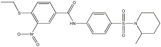 4-(ethylsulfanyl)-3-nitro-N-{4-[(2-methyl-1-piperidinyl)sulfonyl]phenyl}benzamide Structure