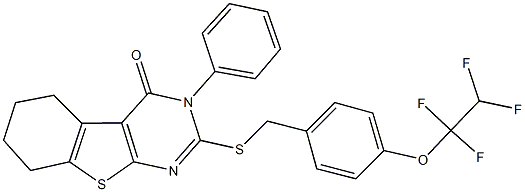 3-phenyl-2-{[4-(1,1,2,2-tetrafluoroethoxy)benzyl]sulfanyl}-5,6,7,8-tetrahydro[1]benzothieno[2,3-d]pyrimidin-4(3H)-one Structure