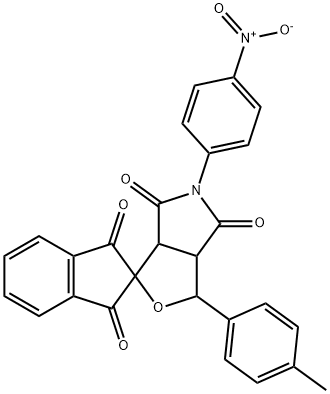 3-(4-methylphenyl)-5-(4-nitrophenyl)-4,6-dioxohexahydro-1H-furo[3,4-c]pyrrole-1-spiro-2(1H)-indene-1,3(2H)-dione Structure