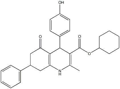 cyclohexyl 4-(4-hydroxyphenyl)-2-methyl-5-oxo-7-phenyl-1,4,5,6,7,8-hexahydro-3-quinolinecarboxylate Structure