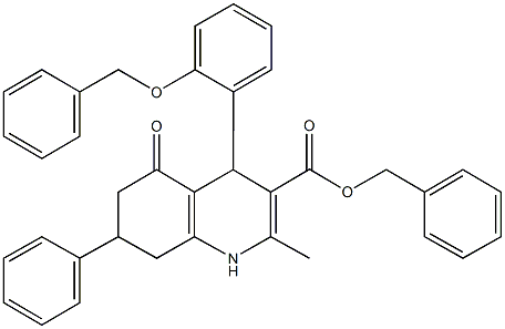benzyl 4-[2-(benzyloxy)phenyl]-2-methyl-5-oxo-7-phenyl-1,4,5,6,7,8-hexahydro-3-quinolinecarboxylate Struktur