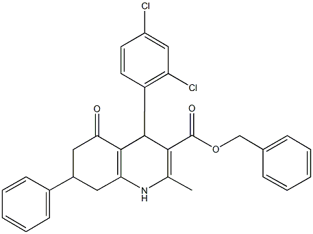 benzyl 4-(2,4-dichlorophenyl)-2-methyl-5-oxo-7-phenyl-1,4,5,6,7,8-hexahydroquinoline-3-carboxylate,299945-13-4,结构式