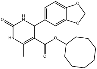 cyclooctyl 4-(1,3-benzodioxol-5-yl)-6-methyl-2-oxo-1,2,3,4-tetrahydropyrimidine-5-carboxylate 结构式