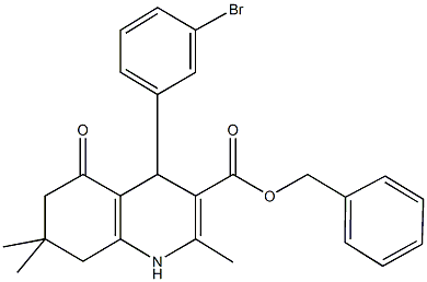 benzyl 4-(3-bromophenyl)-2,7,7-trimethyl-5-oxo-1,4,5,6,7,8-hexahydro-3-quinolinecarboxylate Struktur