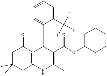 cyclohexyl 2,7,7-trimethyl-5-oxo-4-[2-(trifluoromethyl)phenyl]-1,4,5,6,7,8-hexahydro-3-quinolinecarboxylate,299945-55-4,结构式