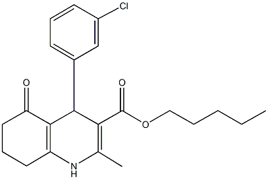 pentyl 4-(3-chlorophenyl)-2-methyl-5-oxo-1,4,5,6,7,8-hexahydro-3-quinolinecarboxylate Structure