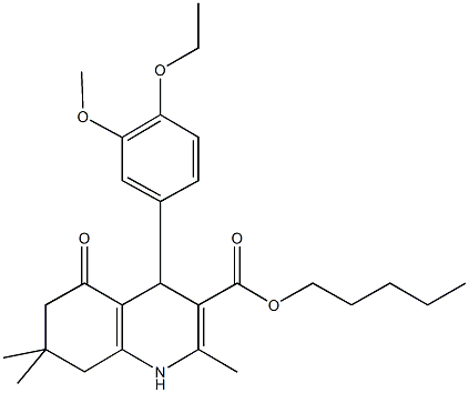 pentyl 4-(4-ethoxy-3-methoxyphenyl)-2,7,7-trimethyl-5-oxo-1,4,5,6,7,8-hexahydro-3-quinolinecarboxylate Structure