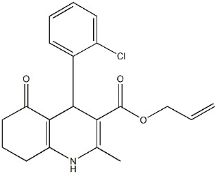 allyl 4-(2-chlorophenyl)-2-methyl-5-oxo-1,4,5,6,7,8-hexahydro-3-quinolinecarboxylate 化学構造式