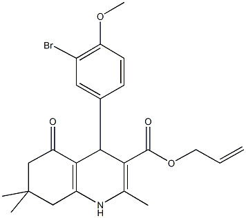 allyl 4-(3-bromo-4-methoxyphenyl)-2,7,7-trimethyl-5-oxo-1,4,5,6,7,8-hexahydro-3-quinolinecarboxylate 结构式