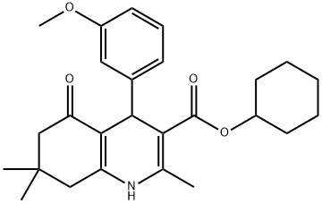 cyclohexyl 4-(3-methoxyphenyl)-2,7,7-trimethyl-5-oxo-1,4,5,6,7,8-hexahydro-3-quinolinecarboxylate 结构式