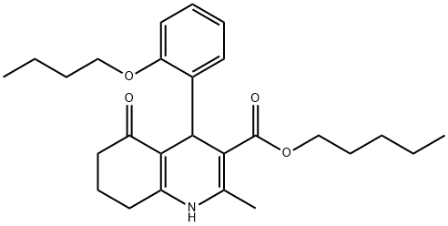 pentyl 4-(2-butoxyphenyl)-2-methyl-5-oxo-1,4,5,6,7,8-hexahydro-3-quinolinecarboxylate Struktur