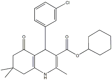 cyclohexyl 4-(3-chlorophenyl)-2,7,7-trimethyl-5-oxo-1,4,5,6,7,8-hexahydro-3-quinolinecarboxylate Structure