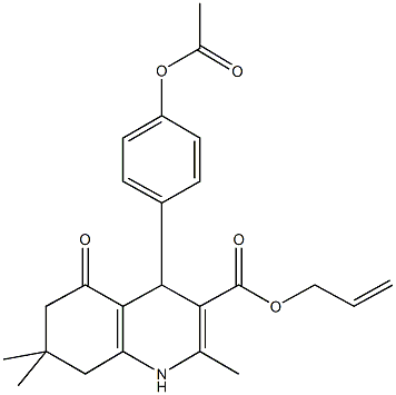 allyl 4-[4-(acetyloxy)phenyl]-2,7,7-trimethyl-5-oxo-1,4,5,6,7,8-hexahydro-3-quinolinecarboxylate 化学構造式