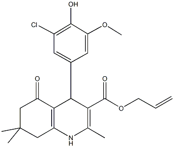 allyl 4-(3-chloro-4-hydroxy-5-methoxyphenyl)-2,7,7-trimethyl-5-oxo-1,4,5,6,7,8-hexahydro-3-quinolinecarboxylate,299945-77-0,结构式