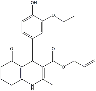 allyl 4-(3-ethoxy-4-hydroxyphenyl)-2-methyl-5-oxo-1,4,5,6,7,8-hexahydro-3-quinolinecarboxylate Struktur