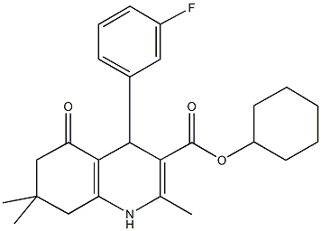 cyclohexyl 4-(3-fluorophenyl)-2,7,7-trimethyl-5-oxo-1,4,5,6,7,8-hexahydro-3-quinolinecarboxylate Structure