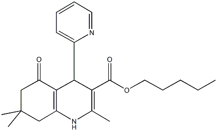 pentyl 2,7,7-trimethyl-5-oxo-4-(2-pyridinyl)-1,4,5,6,7,8-hexahydro-3-quinolinecarboxylate Structure