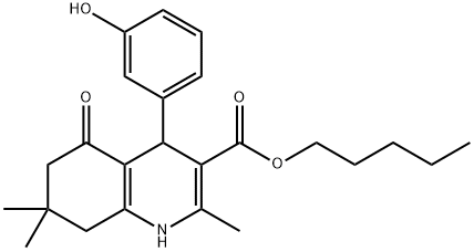 pentyl 4-(3-hydroxyphenyl)-2,7,7-trimethyl-5-oxo-1,4,5,6,7,8-hexahydro-3-quinolinecarboxylate Struktur